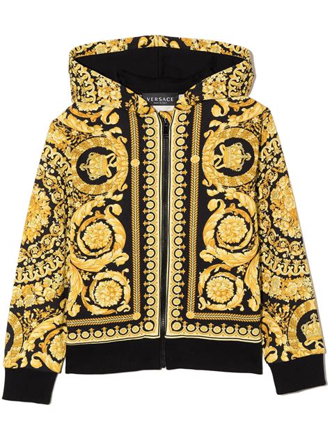 versace print hoodie|Versace zip up hoodie.